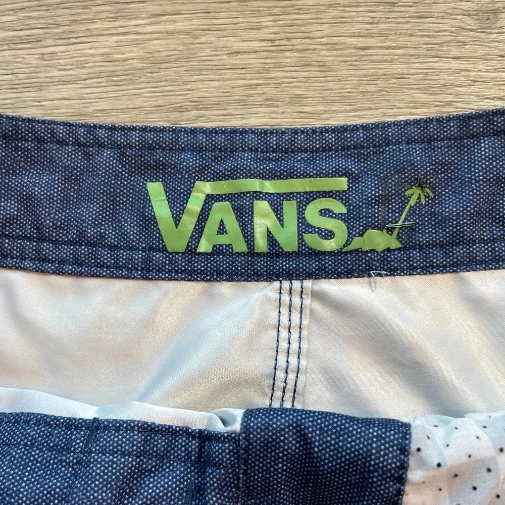 Vans Mens Board Shorts Swim Trunks Striped Blue Green Gray Size 34